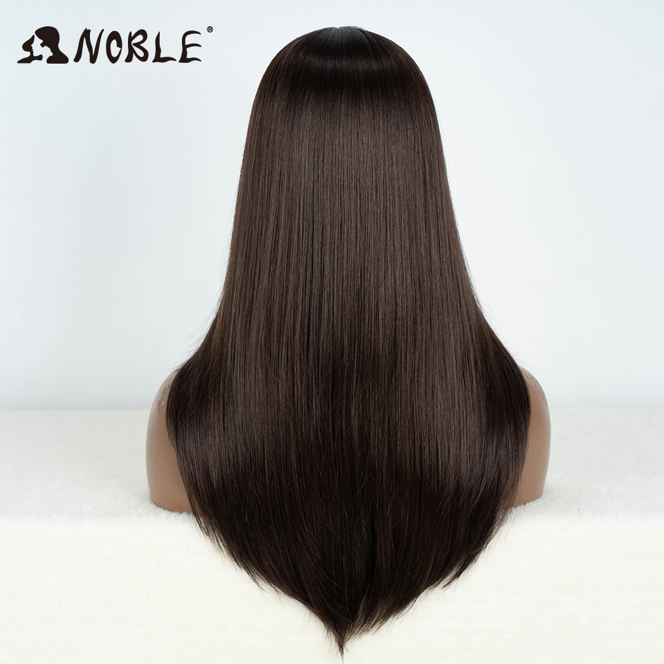 Noble Lace Front Straight Baby Synthetic Hair 22" Brown Bob For Women Cosplay Wig