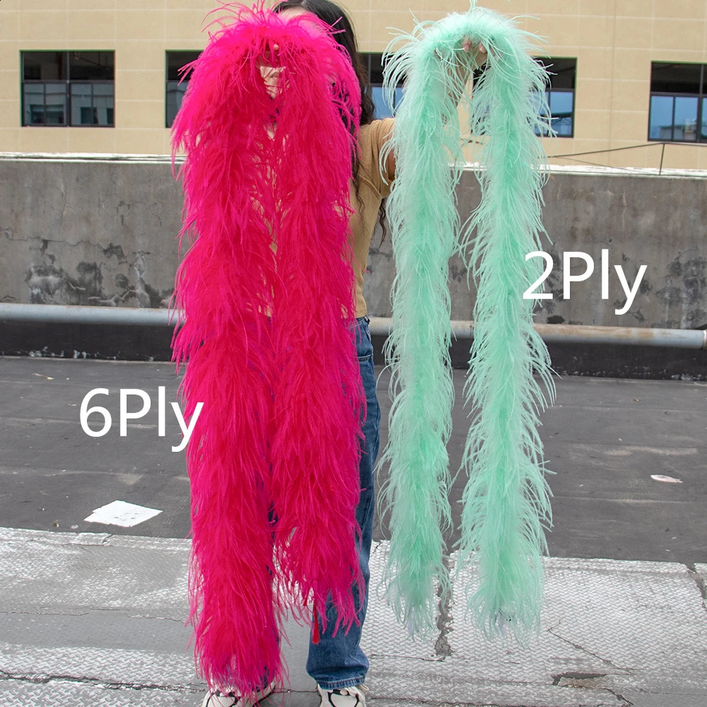 10 Ply High Quality Ostrich Feather Boa 2-meter Natural Ostrich Plumas Decorative Scarf for Clothing Sewing Decoration Boas 241206