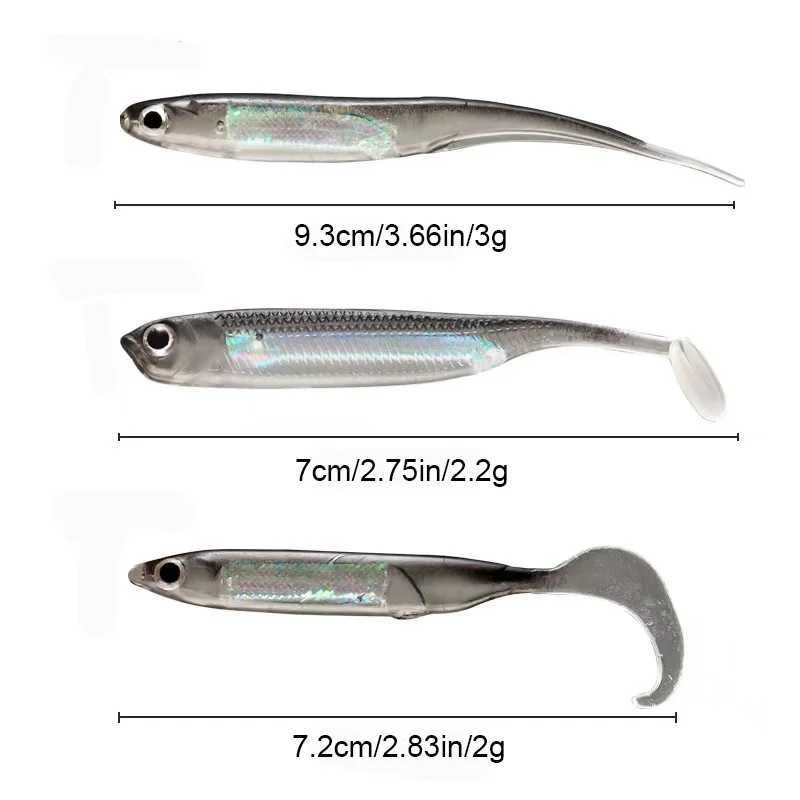 5pcs/lot Fishing Soft Bait T Tail fish Fishing Lures Rainbow Color Sequin Swing Fishing Spinner BaitXJ241128