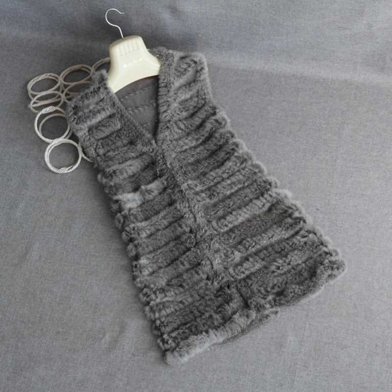 HSPL Knitted Fur Vest 2019 Real Rabbit Women Gilet Fe Waistcoat Lady Real Fur Gilet Colete Feminino De InvernoXJ241206