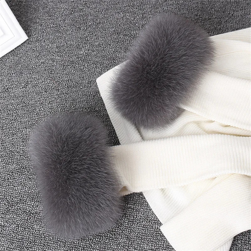 Womens 100% real fox fur cuffs for winter warmth and fashion womens bracelets wristbands arm warmers real fox fur sleeves 241206