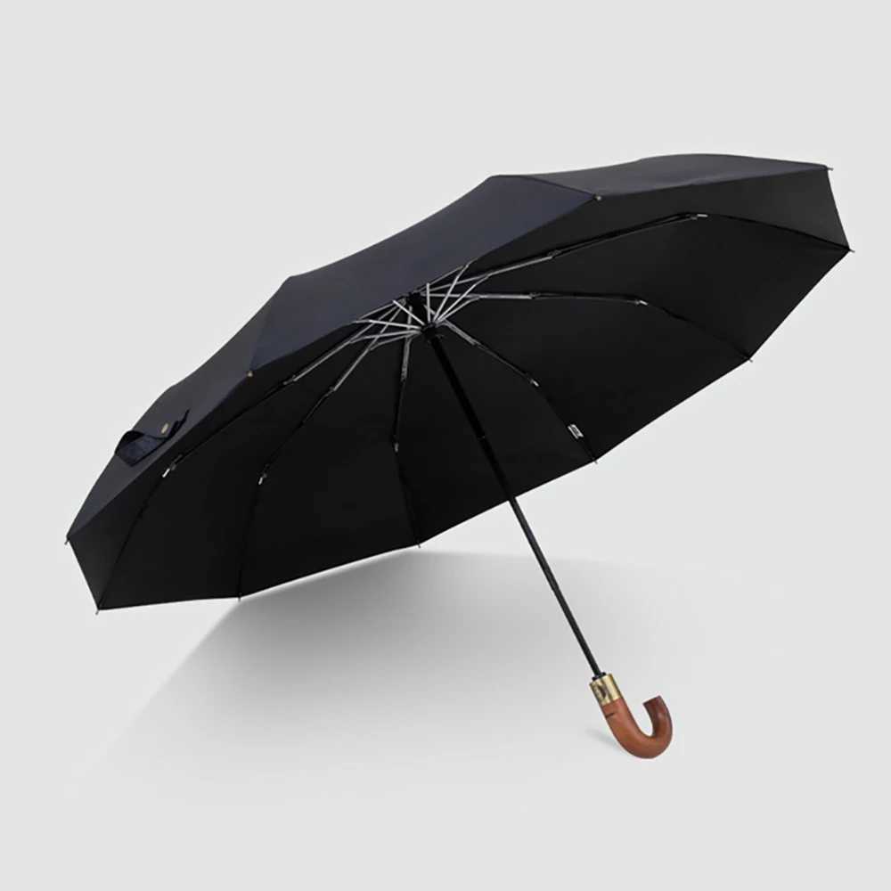 Luxury wooden umbrella windproof 10 ribs authentic mens umbrella with umbrella style flight folding large golf umbrella T241206