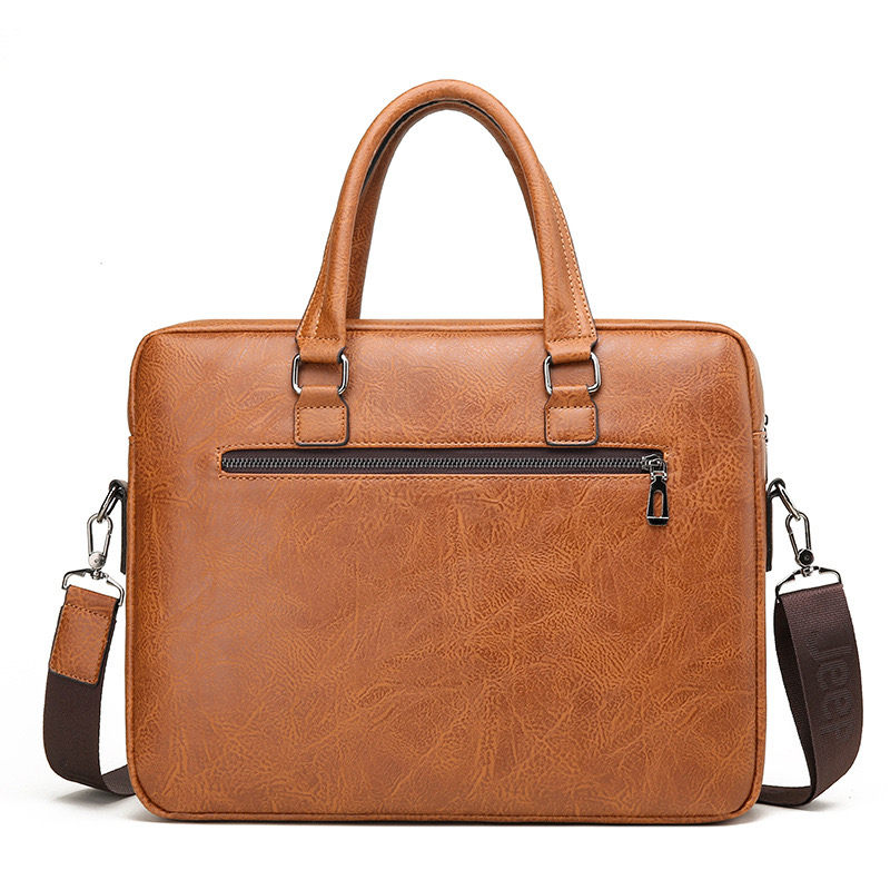 Hand Patina Vintage Briefcase Genuine Cow Leather Shoulder Bag Double Zipper Laptop Bags Business Case Travel For Men