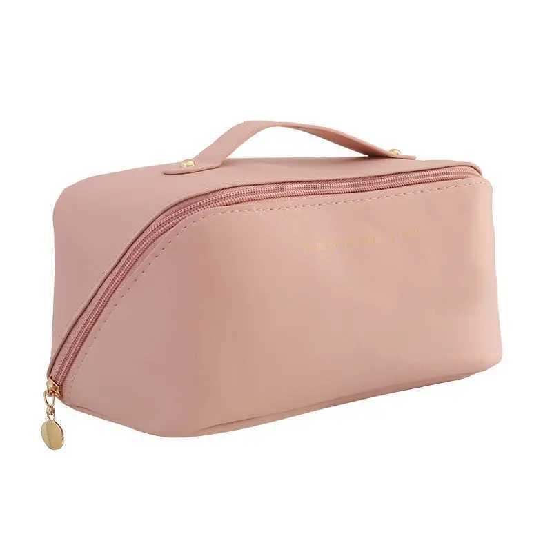 Cosmetic ins large capacity pillow storage PU leather portable cosmetic travel business travel portable toilet bagXJ241206