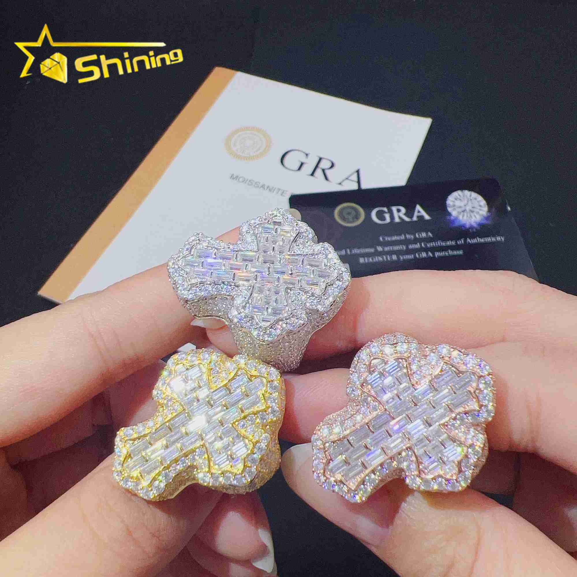 Sterling silver 925 fine fashion hip hop ring vvs moissanite lab diamond iced out jewelry mens ring