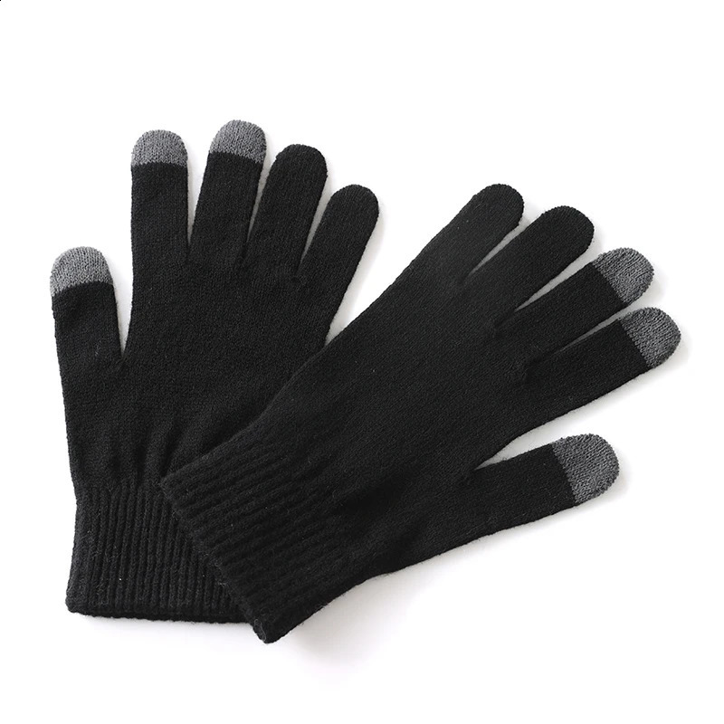 100% real wool knitted gloves with touch screen fingers womens autumn/winter thick warm wrist protection classic womens warm gloves 241206