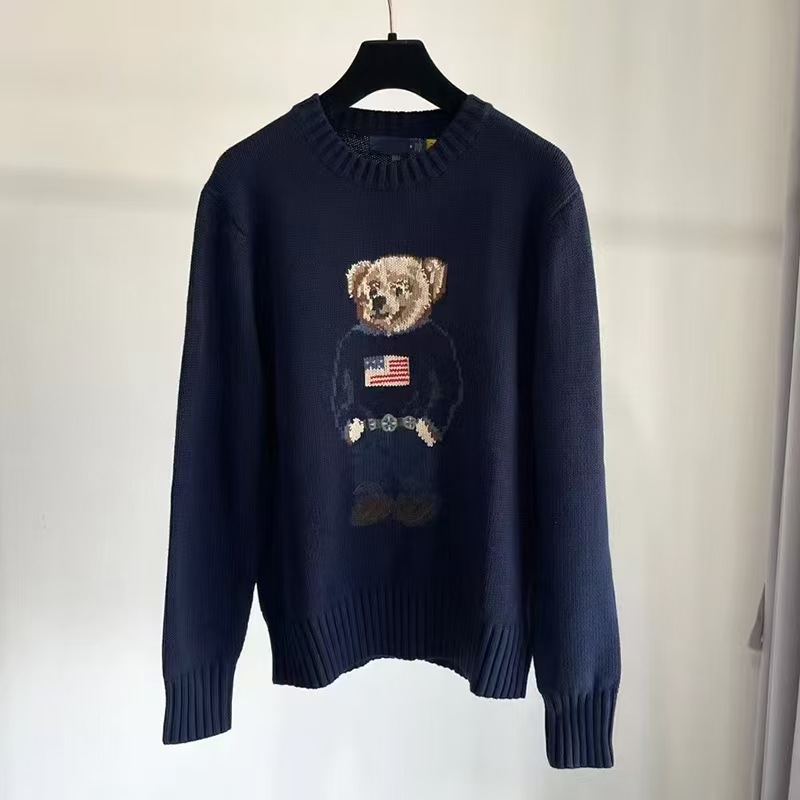 Designer Womens and Mens Cartoon Sweater Autumn winter Classic Embroidery Bear Cub Round Neck Casual Commuting Versatile Knitted