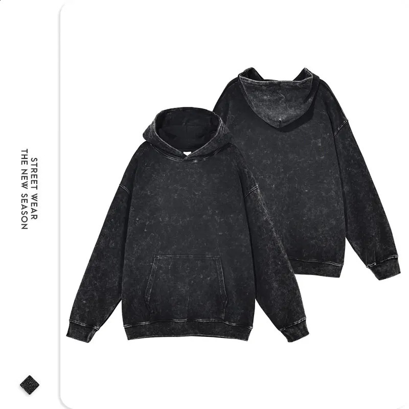 Vintage Washed Hoodies Oversized Hooded Sweatshirts Harajuku Retro Streetwear Sweater Pullover Hoodie For Men Women 100% Cotton 241203