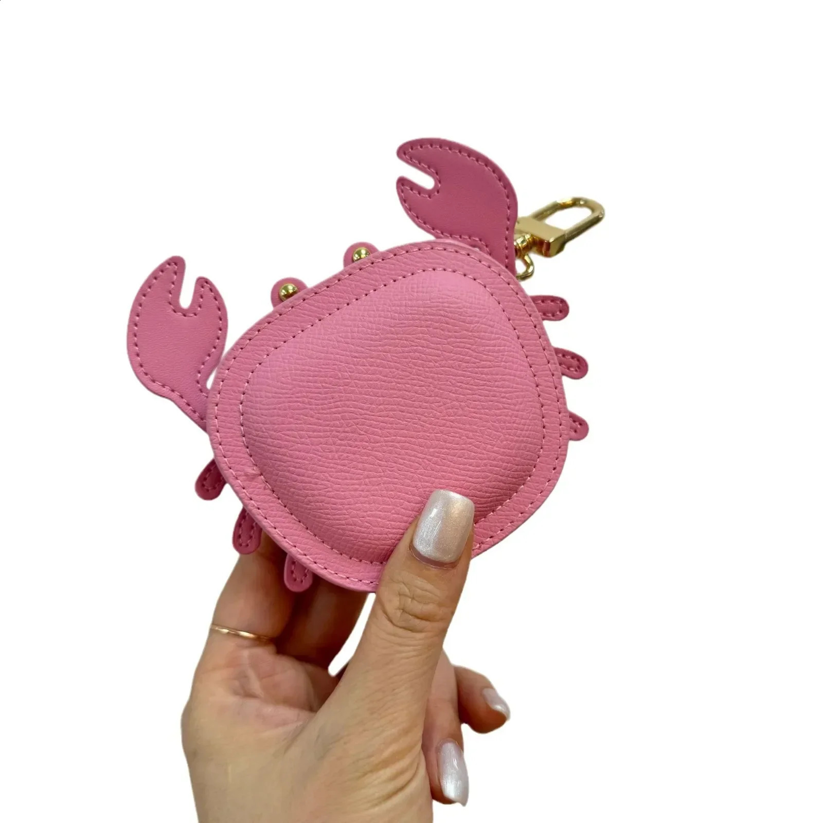 Mini leather bag small crab keychain cute mini coin wallet fashionable lightweight and headphone bag 241204