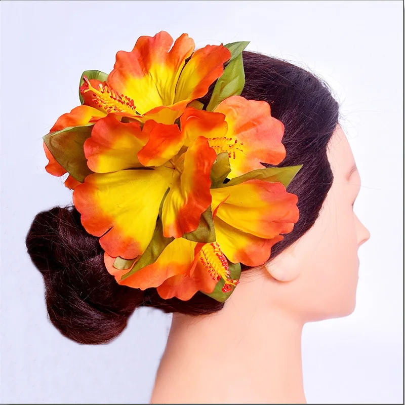 Artificial silk hibiscus Hawaiian flower hair clip 16cm female accessories hibiscus novel trend KN-hc018 241205