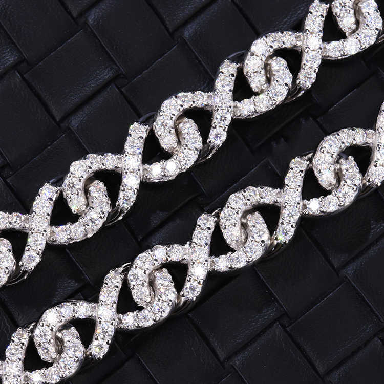 Fashion Infinite Link Chain 9mm Moissanite Cuban Link Chain 925 Solid Silver Set Moissanite Hip Hop Jewelry Pass Diamond Test