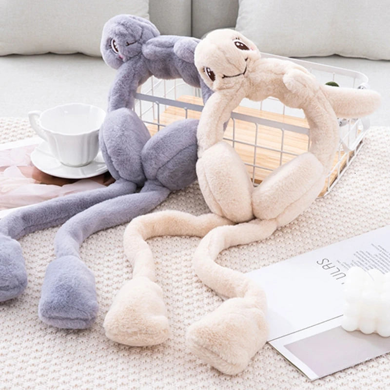 Animal hat with sport Dianosaur earrings jumping head hat plush earmuffs childrens earmuffs wool earmuffs 241205