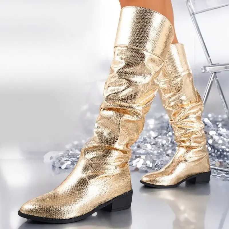 High Quality New casual calf belly short P gold Fi car model boots Plus size 36-43 racing party boots wrinkled boots autumn T241206