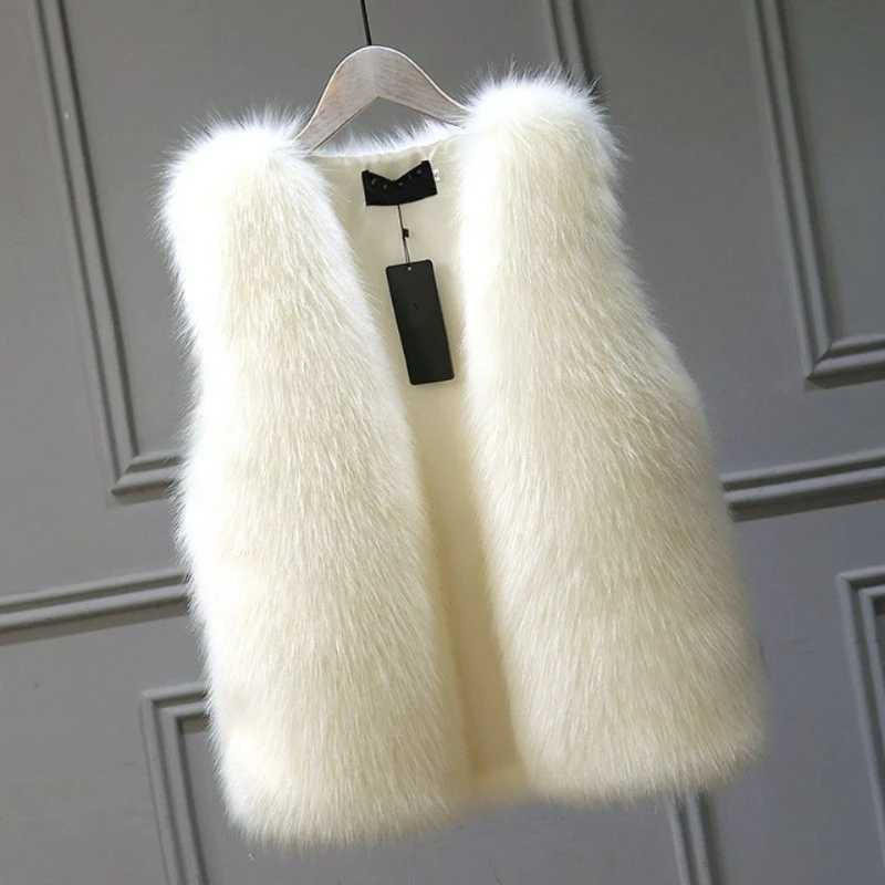 Fur Jacket Womens Sveless Vest Winter Mid-length Faux Coat Ele Thermal 2024XJ241206