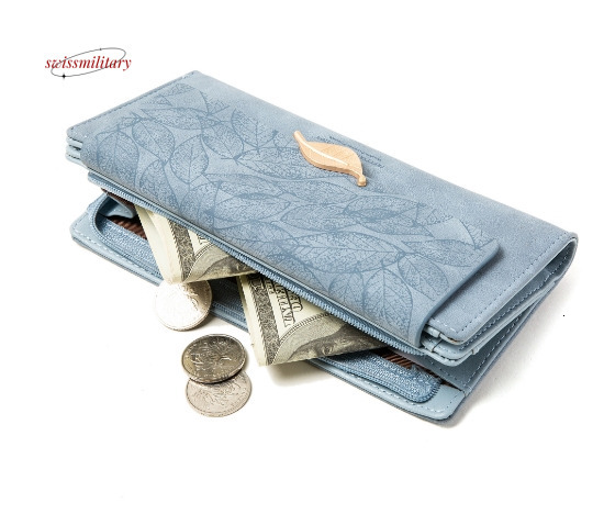 Amazon cross-border wallet wholesale European and American retro frosted leaf buckle long handbag large capacity wallet #24 swissmilitary