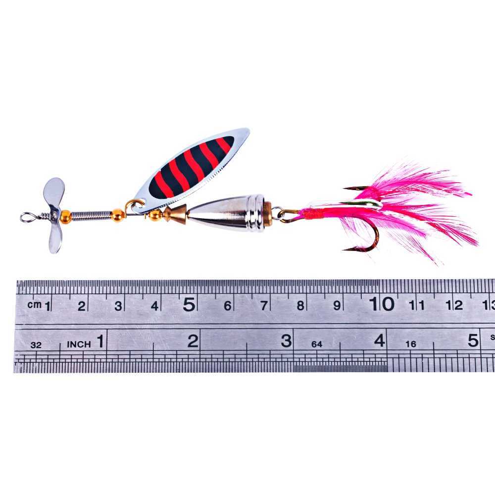10cm 9.9g Spinner Spoon Bass Lure Metal sequins Bait Fishing Lures for Lake Sea Pike Carp Fishing with feather HookXJ241128