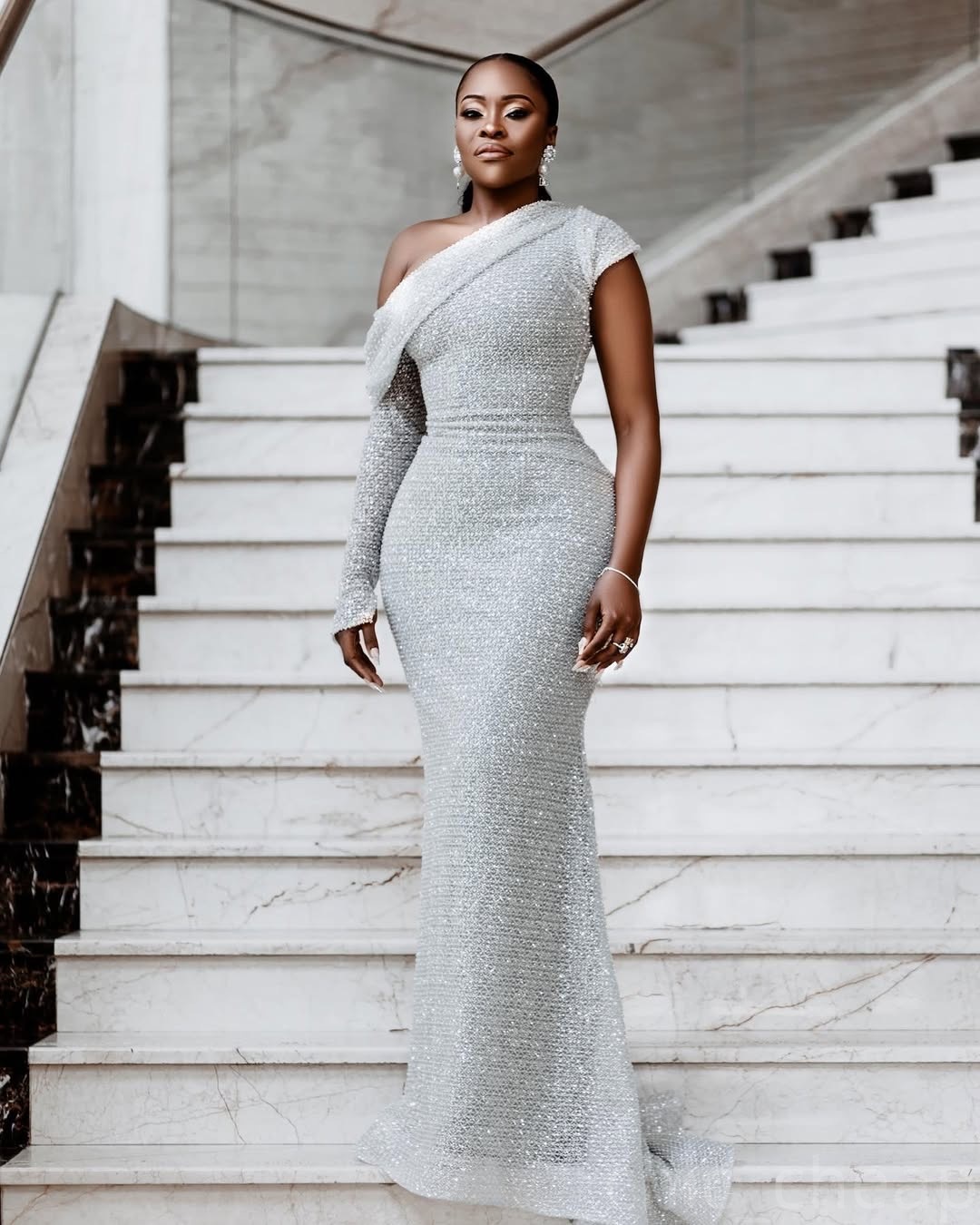 Silver Mermaid Prom Dresses 2025 Two Pieces Sequined Satin One Shoulder Evening Formal Party Second Birthday Engagement Gowns Plus Size Dress For Spec