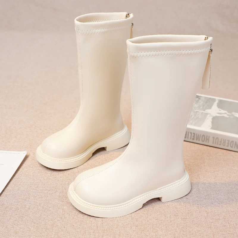 Children High Boots for Girls Spring Autumn Waterproof Non-slip Fashion Kids Elegant Princess Boots Simple Korean Sle 2024 NewXJ241206
