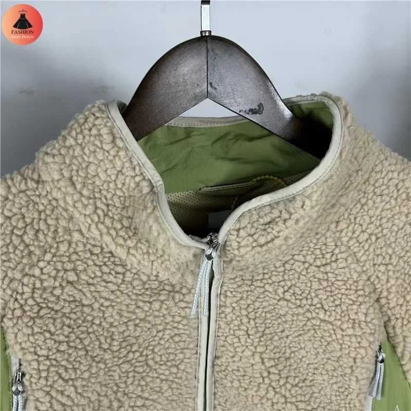 High Version Lamb Plush ROA Splicing Turtleneck Jacket Winter Warm Leisure Loose Coats Men Women Fashion ClothingXJ241206