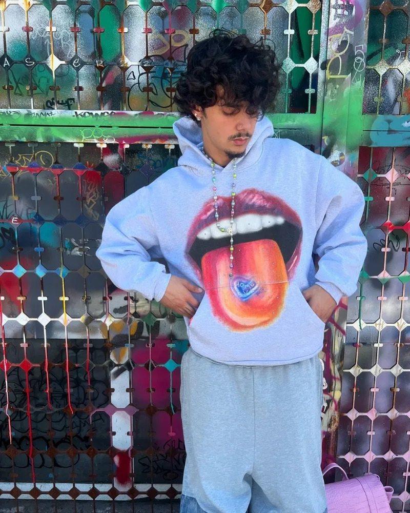 American Street Hip Hop Printed Graphic Hoodie Y2K Mens and Womens Retro Clothing Loose Harajuku Fashion Casual 241206