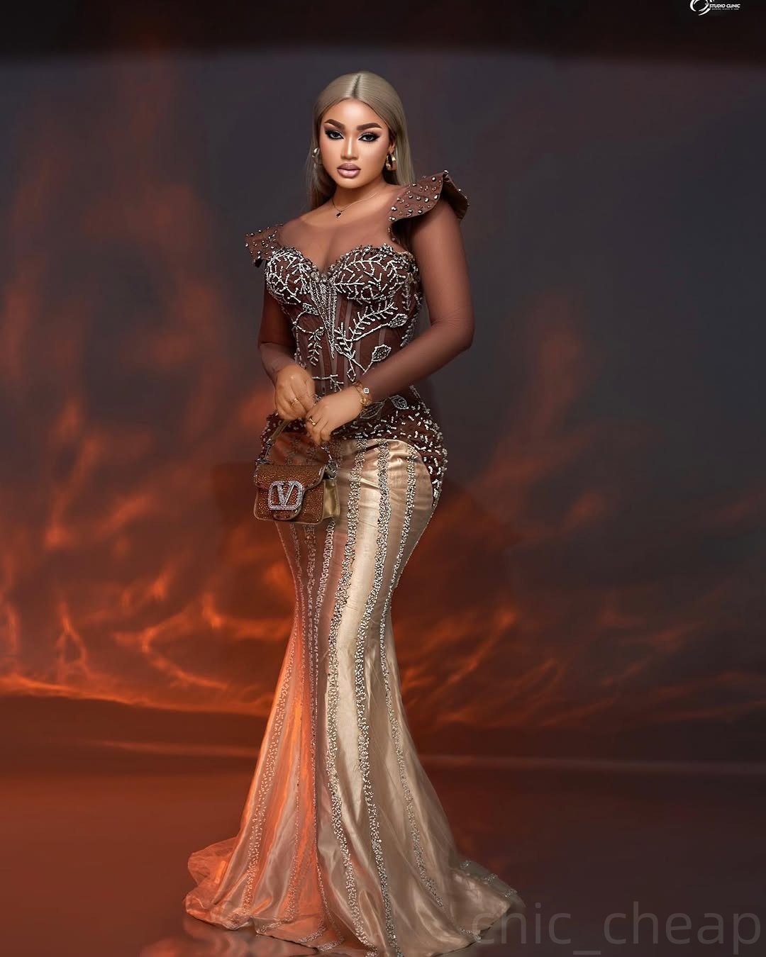 Gold Illusion Mermaid Prom Dresses 2025 Beaded Crystals Sequined Evening Formal Party Second Birthday Engagement Gowns Plus Size Dress For Special Occ