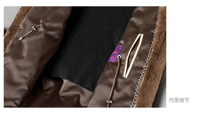 Full mink Coat Womens Velvet Mink Medium Long Hair Leather Jacket Womens Winter Jacket Lace Elegant Womens Top FCY 241202