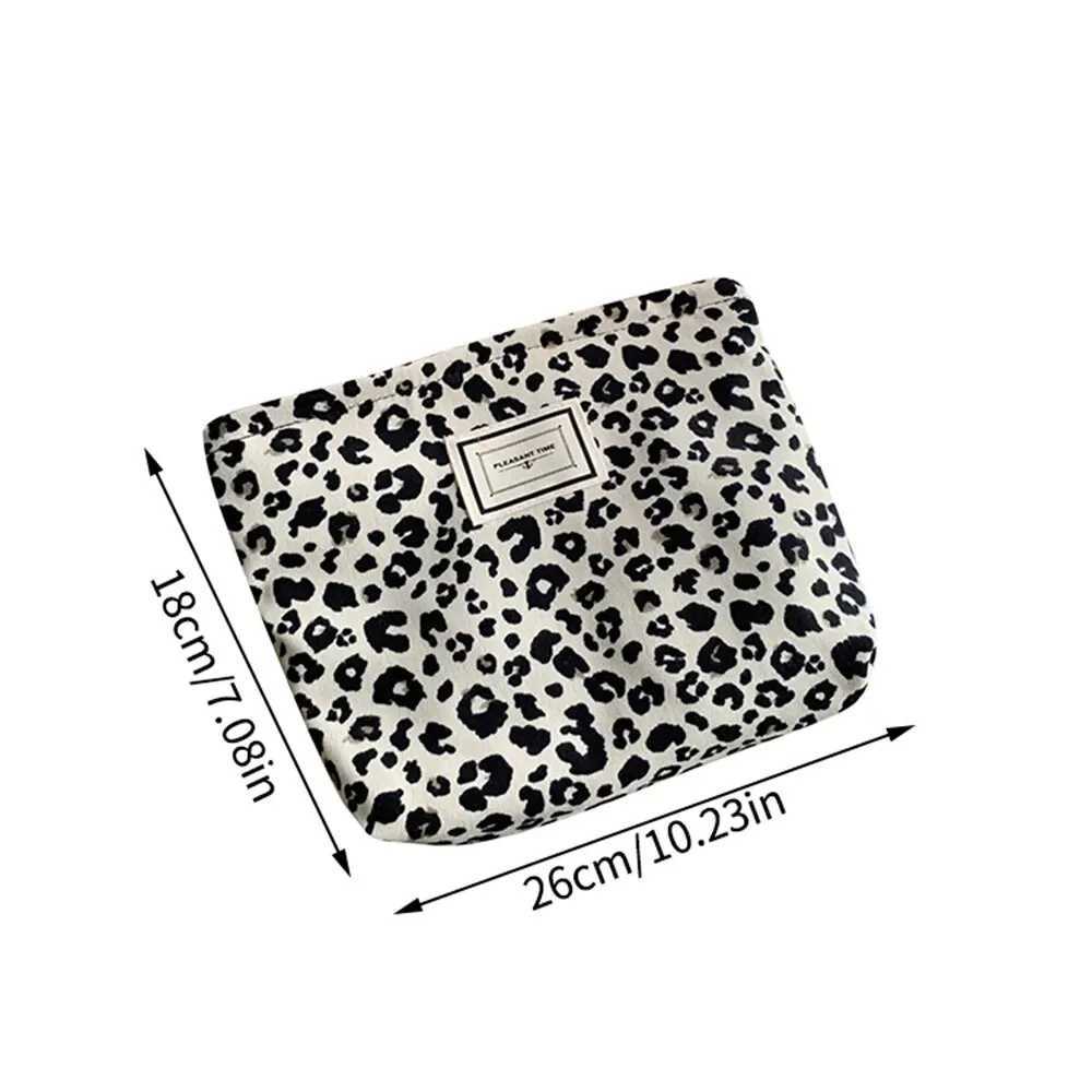 Fiable Leopard Print Wern Style Makeup Bag Portable Canvas Mobile Phe Bag Hand Held Bag Minimalist Storage BagXJ241206