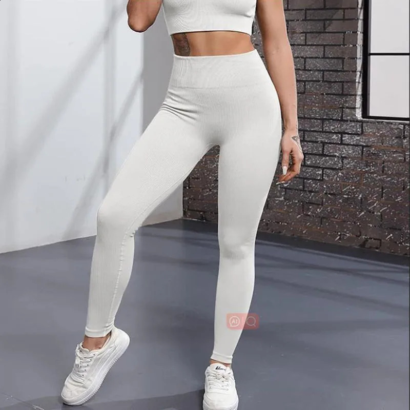 Thread Solid Legging Seamless Knit Yoga Pants High Waist Hip Liftting Tights Fashion Slim Workout Running Sports Leggings 241205
