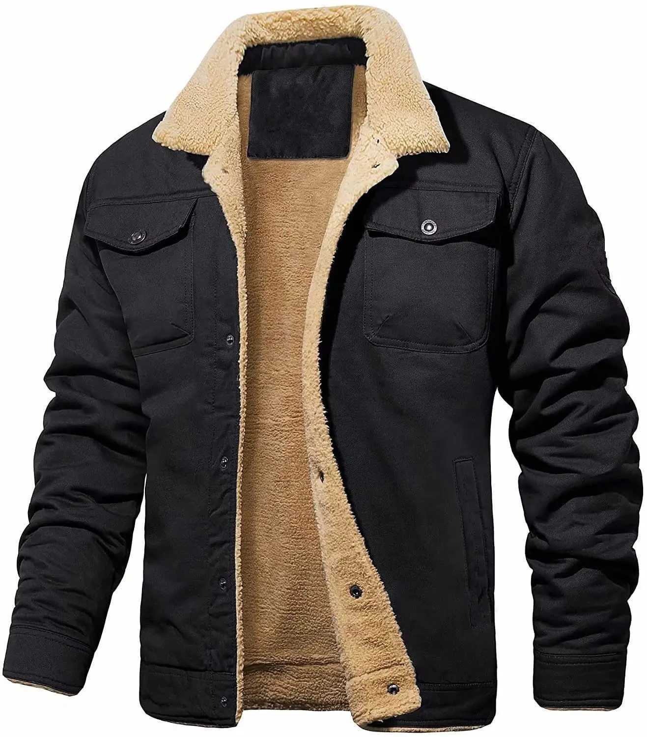 Mens Autumn and Winter New Style Solid Color Plus Velvet Cotton Top Casual Versatile Trendy Workwear Jacket Mens ClothingXJ241206