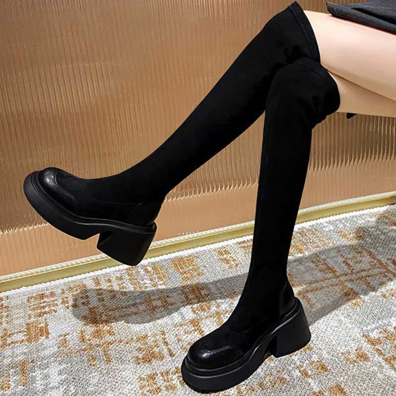 High Quality Wens shoes Lg tube boots fashion platform winter new height increase Cfort P warm anti slip knee boots T241206