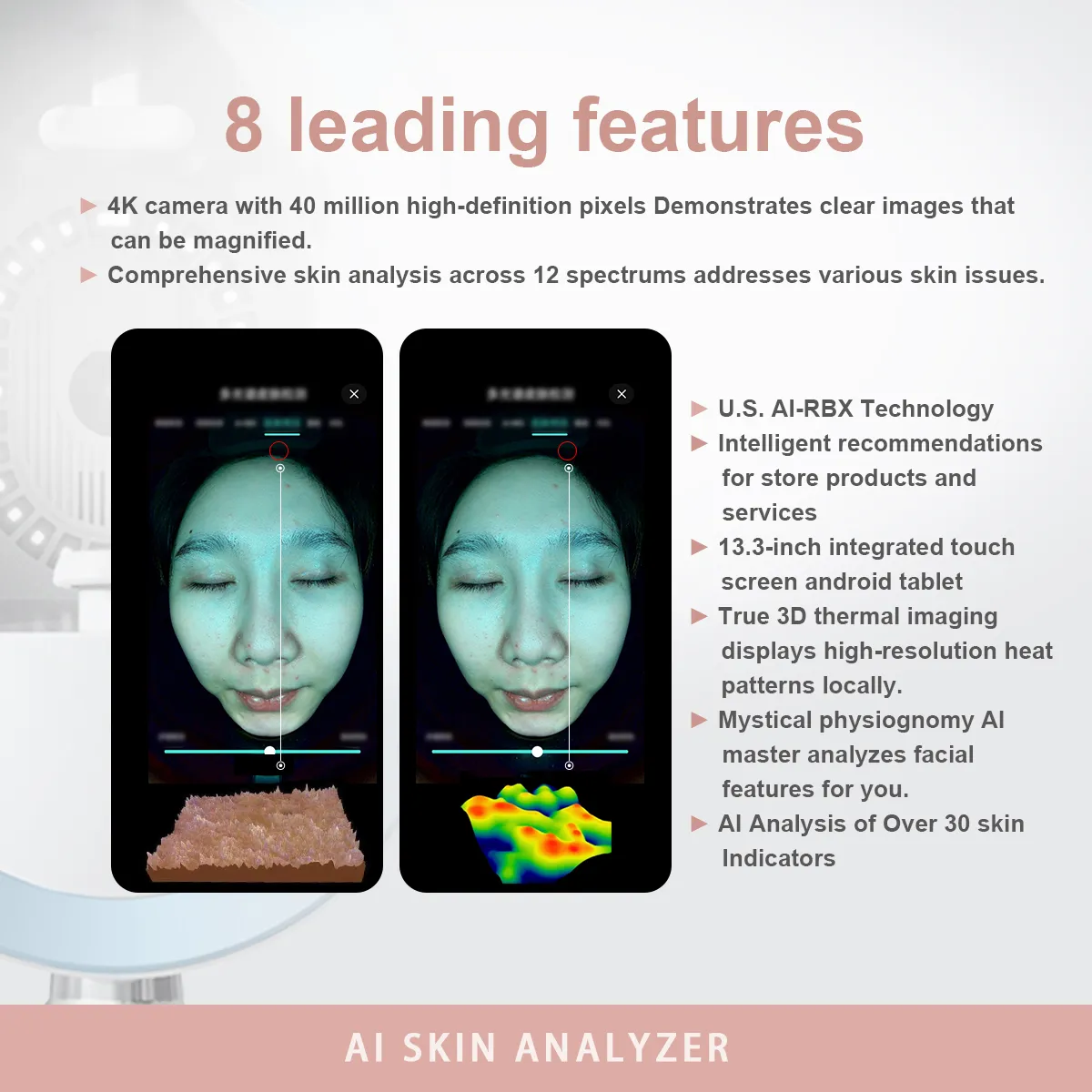 2025 Portable 3d skin analysis machine facial Uv Lcd Wifi Skin Lamp Scan skin Analyzer Machine
