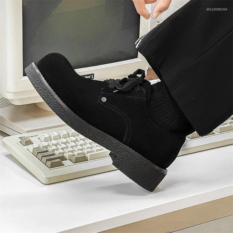 Casual Shoes Black Thick Soled Men's High Quality Trendy Style Outdoor Leisure Party Daily Office Youth Selling