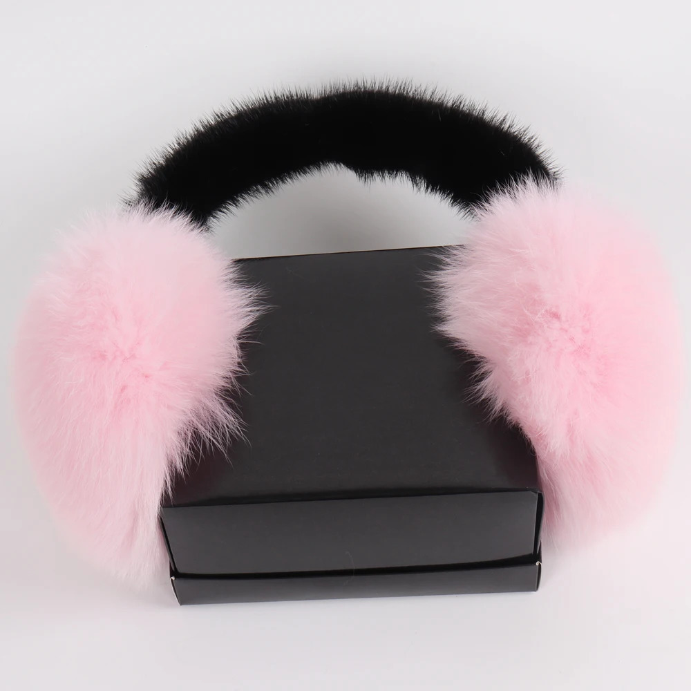 Fluffy 100% real fox fur earmuffs for winter warmth natural fox fur earmuffs for women real mink fur earmuffs for women 241205