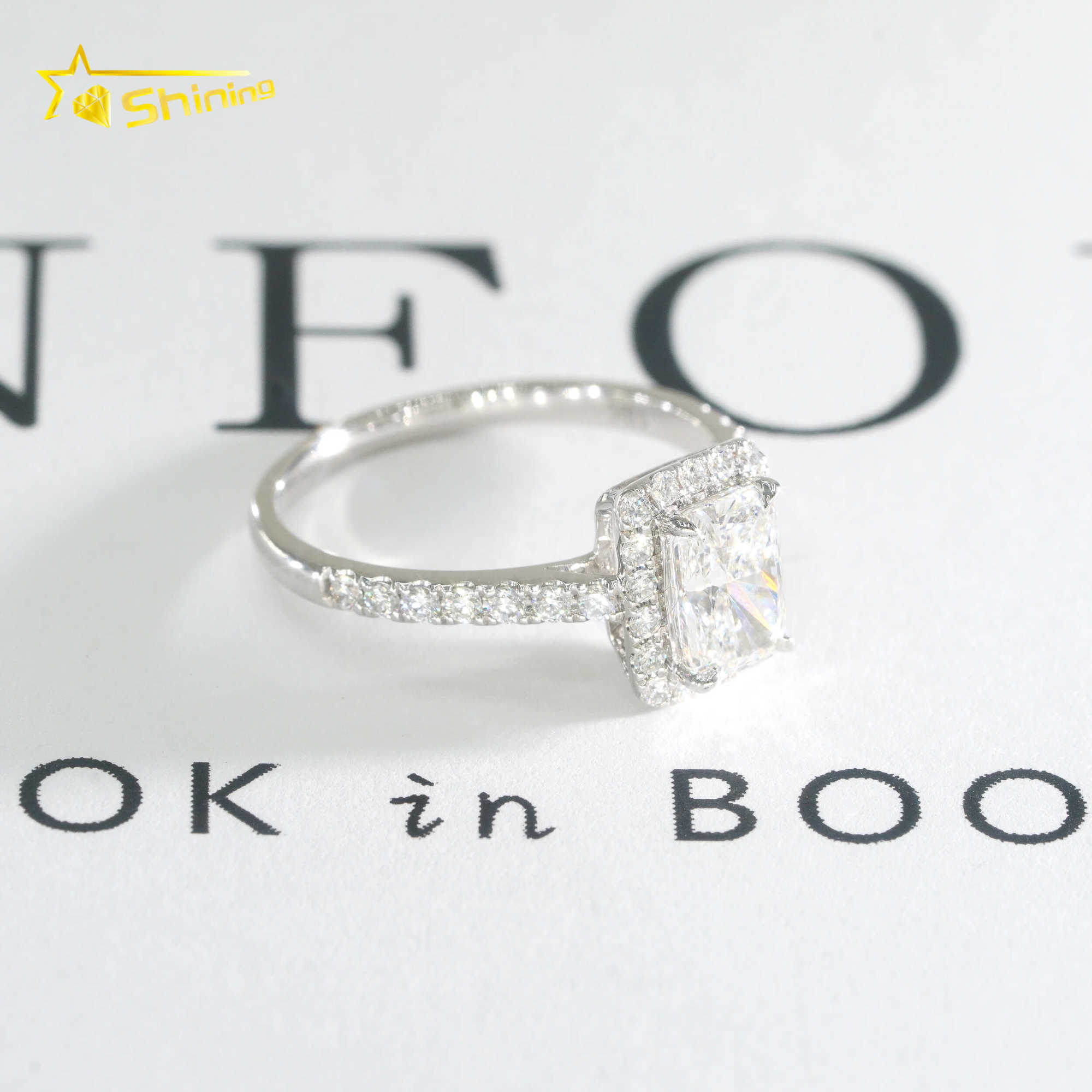 18K Solid Gold IGI Lab Diamond Ring 1.05ct Radiand Cut Lab Diamond Ring Halo Engagement Wedding Rings with Certificate