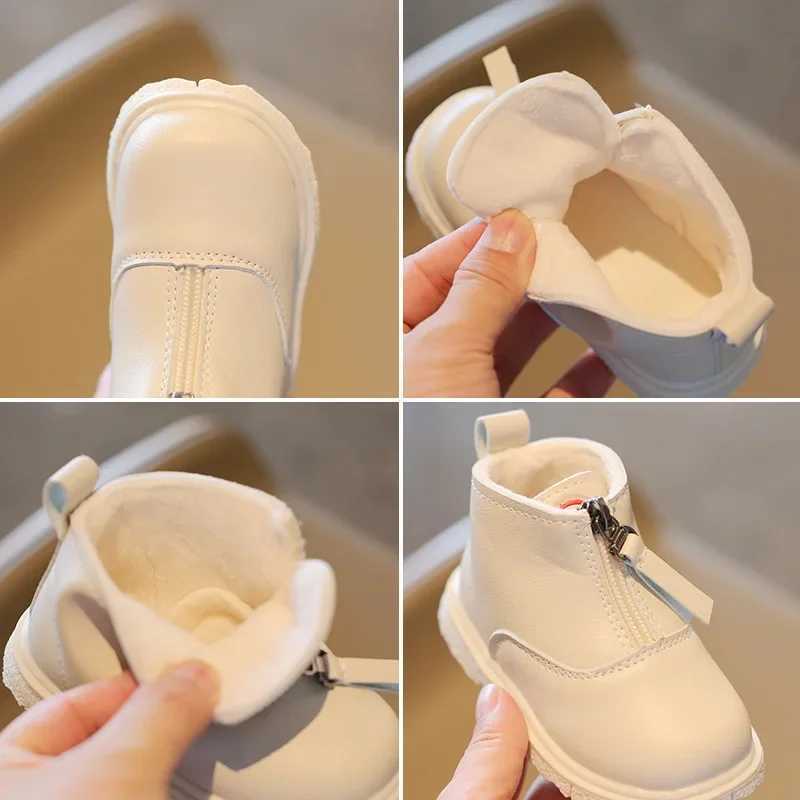 Wholesale Lots Bulk Boots Kid Slish Front Zipper Baby Toddler Short Boots Soft PU Leather Girls Boys Plush Winter Boots E10221XJ241206