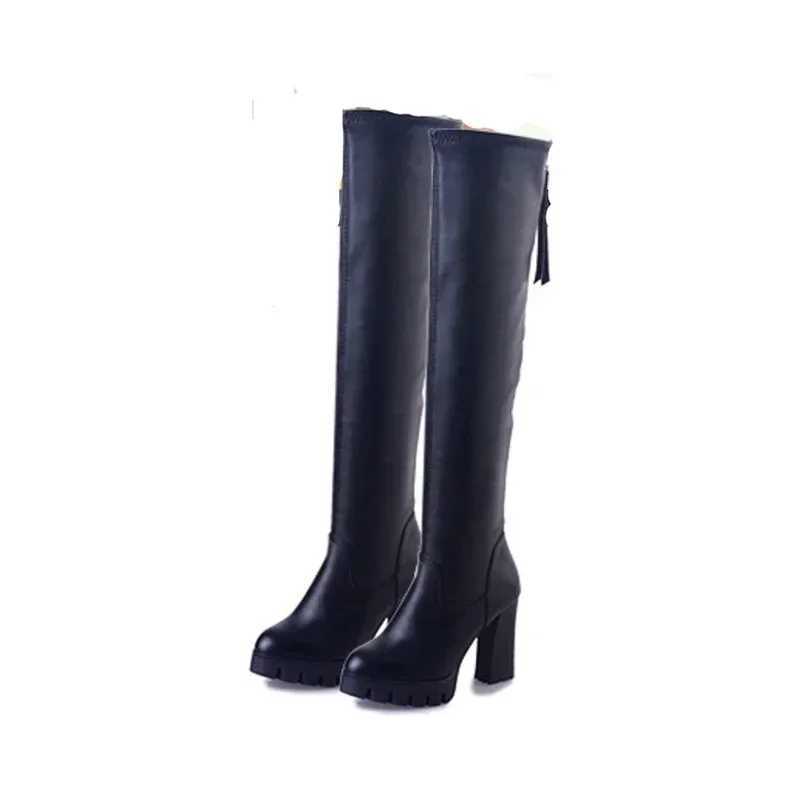 High Quality Wen Lg knee boots platform sexy Fem autumn winter thick high boots block H Botas Mujer NoEnName NuII T241206