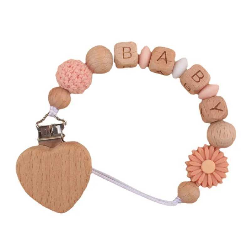 Pacifier Holders Clips# Customized Baby Pacifier Clip Chain Personalized Name Dummy Holder Teething Toy Daisy Silicone Beads Soother Chains Chew Gift 