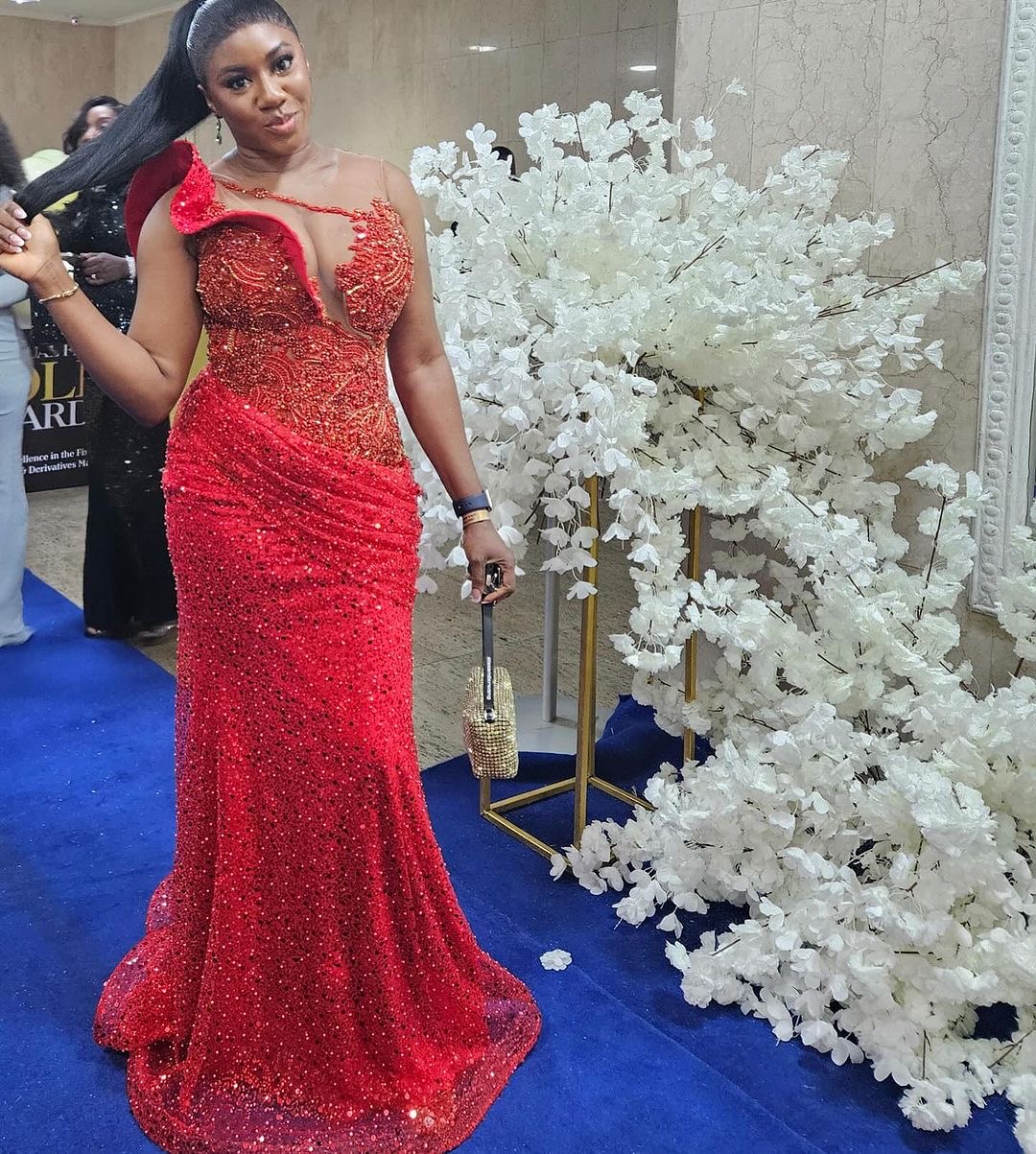 Red Mermaid Prom Dresses 2025 Sheer Neck Sequined Rhinestones Evening Formal Party Second Birthday Engagement Gowns Plus Size Dress For Special Occasi