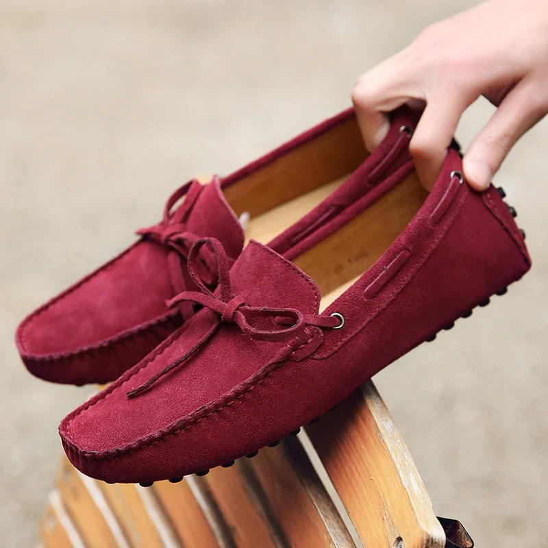 Loafers Men Handmade Leather Shoes Casual Driving Flats Slip-on Moccasins Boat Shoes Plus Size Lace-up shoes 241206