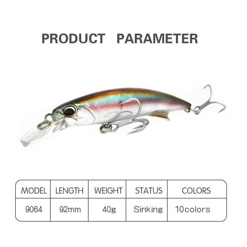 92mm 40g Sinking Fishing Lures Minnow Fishing Lure Ocean Pesca Crankbait Swimbait Isca Artificial Abs Tuna Whopper Plopper BassXJ241128