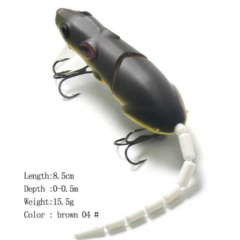 Plastic Mouse Fishing Lure With 3D Eyes Wagging Tail Slow Sinking Artificial Bait for pike bass Swimbaits minnow FloatingbaitsXJ241128