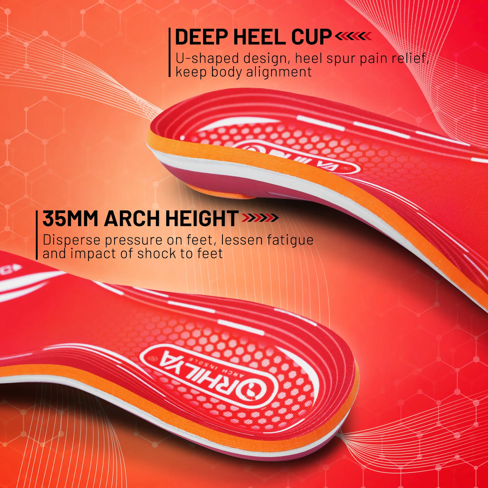 220lbs Plantar Fasciitis Orthopedic Sport Insole High Arch Support Men Women Sole Flat Feet Pain Relief Ortic Shoe Insert 241205
