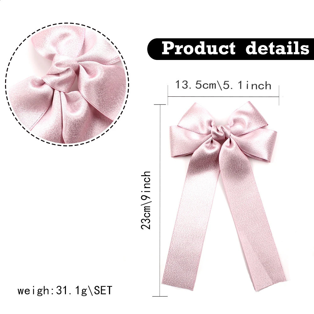 Free delivery of 30 sets of pink leopard hair clips suitable for women satin long stripe hair bows and accessories for girls hair bows 241205