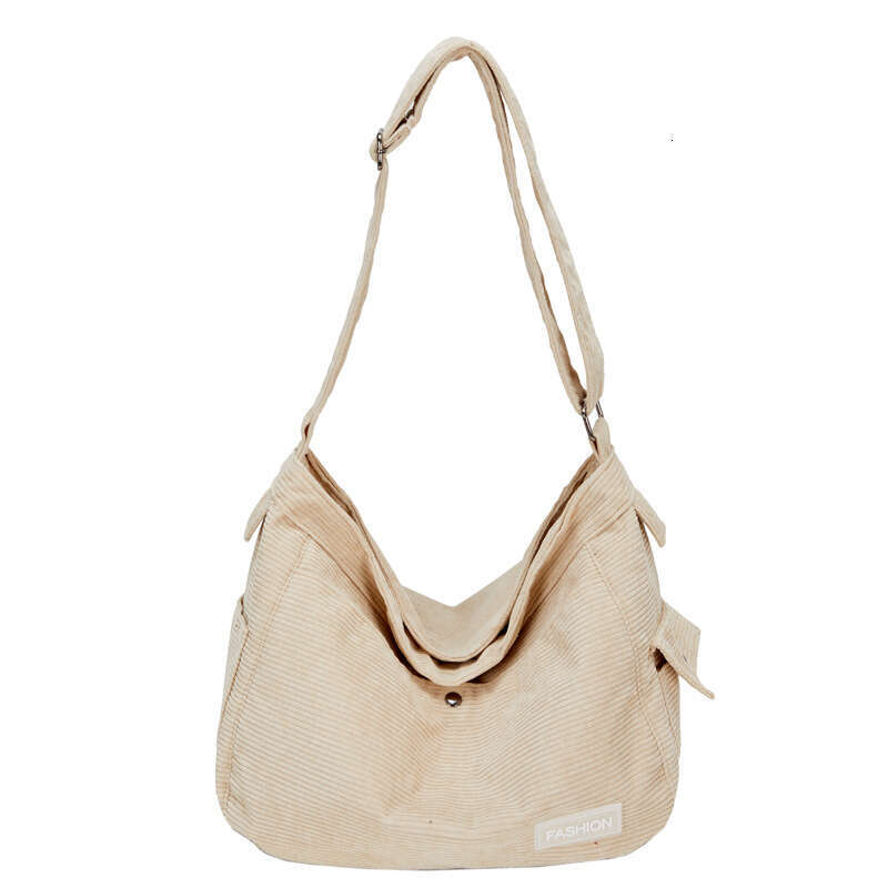 Corduroy Women's Summer Large Capacity New Casual Crossbody High-End And Versatile Canvas Dumpg Bag, Fashionable Quality Classic B1