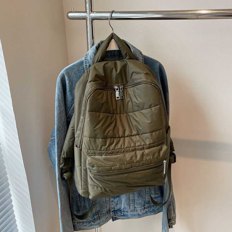 Autumn space cotton cotton clothing bag, fashionable, simple, casual, large capacity backpack, lightweight, versatile travel shoulder bag 241215