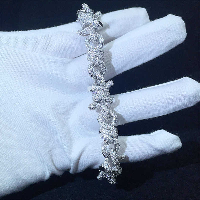 Dia hot selg 15mm Cuban chain sier moissanite hip-hop mens trendy bracelet