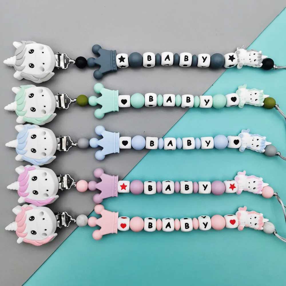 Pacifier Holders Clips# Custom English Russian Silicone Letter Name Baby Silicone Pendant Pacifier Clips Chains Teether Baby Kawaii Toy Gifts H241206