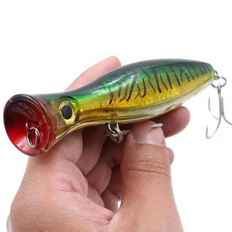 Big Fishing Popper 2pcs 130mm 43g Topwaters Floating Lure Artificial Hard Bait Treb Hooks 3D Eyes For Bass Trout Pike WobbrsXJ241128