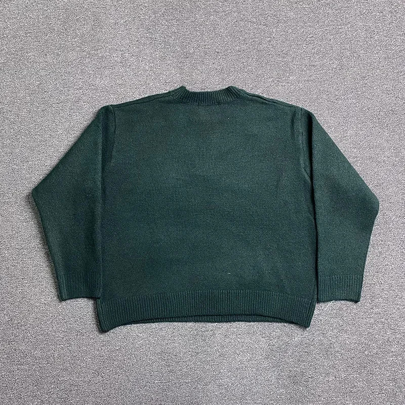 2024 FallWinter Heavy Fabric Top Quality Oversized CB Jacquard Crew Neck Knitted Sweatshirt Green Royal Blue Sweater 241205