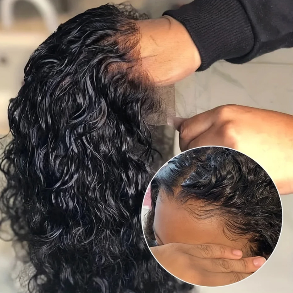 Loose Wave Glueless 13X4 Lace Frontal Brazilian Human Hair Wigs 180% HD Transparent Water Curly Short Bob Wig For Women